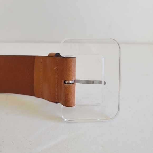 & other stories Tan Leather Belt Acrylic Buckle Size XS Brown Minimalist Boho main image 9